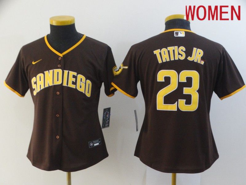 Women San Diego Padres 23 Tatis jr brown Game 2021 Nike MLB Jersey